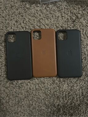 Apple Leather iPhone Case - Black & Brown - Genuine Apple iphone 11 pro max